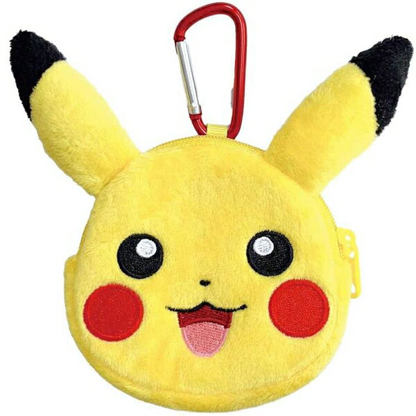 【震撼精品百貨】神奇寶貝 Pokemon~ 寶可夢 大臉款扣環絨毛零錢包-皮卡丘*17275