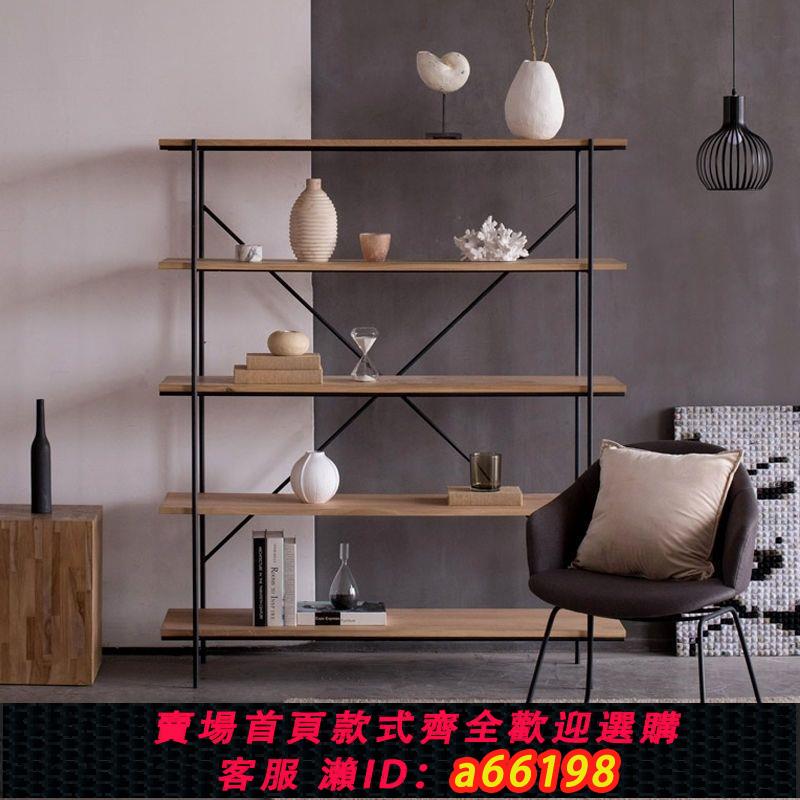 【臺灣公司 可開發票】美式復古實木書架書櫃工業風置物架落地多層收納儲物架鐵藝展示架