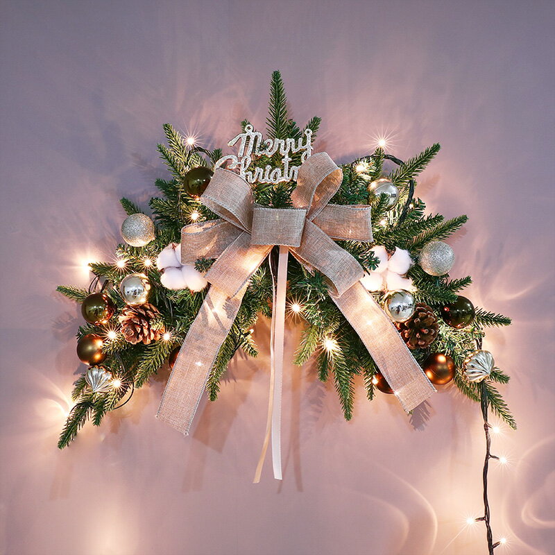 聖誕花環 聖誕花圈 聖誕裝飾 聖誕花環40/50/60cm聖誕樹節裝飾品禮物創意擺件掛飾場景布置門掛『XK02721』