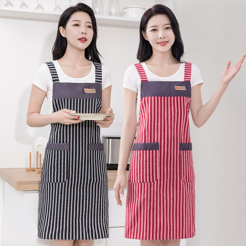 【免運】簡約純棉家用廚房圍裙女2024年新款爆時尚做飯專用工作服防水罩衣