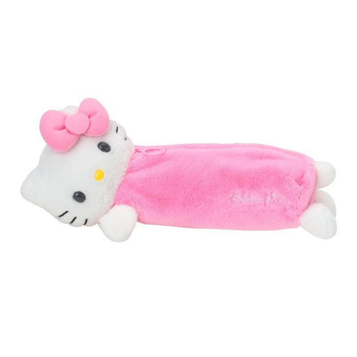 【震撼精品百貨】Hello Kitty 凱蒂貓~日本SANRIO三麗鷗 KITTY絨毛造型拉鍊筆袋-趴姿款*30570