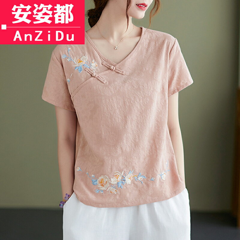 民國風復古女裝唐裝中國風夏季漢服改良中式禪意茶服棉麻盤扣上衣