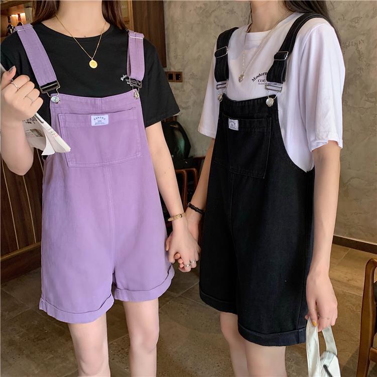 牛仔吊帶褲推薦到背帶褲/吊帶褲/連體褲（女） 背帶褲女學生韓版寬鬆2022新款減齡網紅休閒闊腿牛仔短褲女夏【CM16289】就在成名在望推薦牛仔吊帶褲