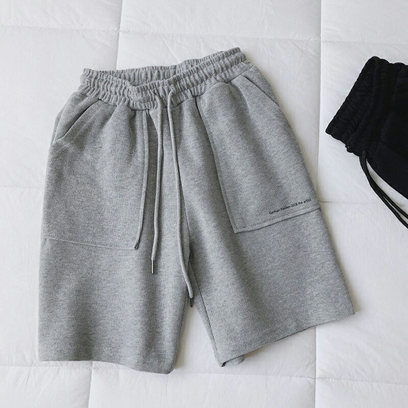 褲子女新款夏寬松韓版高腰休閑運動百搭闊腿居家熱褲五分短褲 2