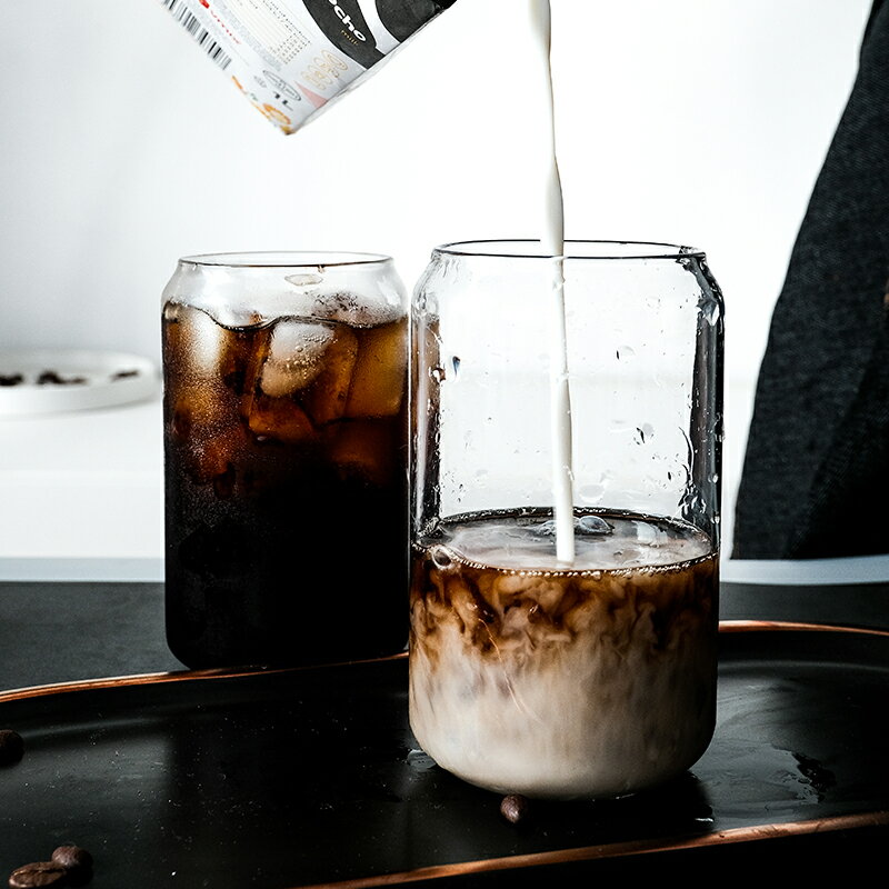 網紅ins風可樂杯創意玻璃水杯子咖啡杯易拉罐杯子奶茶杯雞尾酒杯