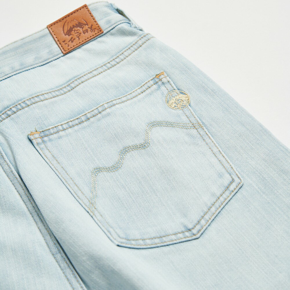 EDOKATSU江戶勝 男款 石洗雪花丹寧直筒褲 (重漂藍) 7