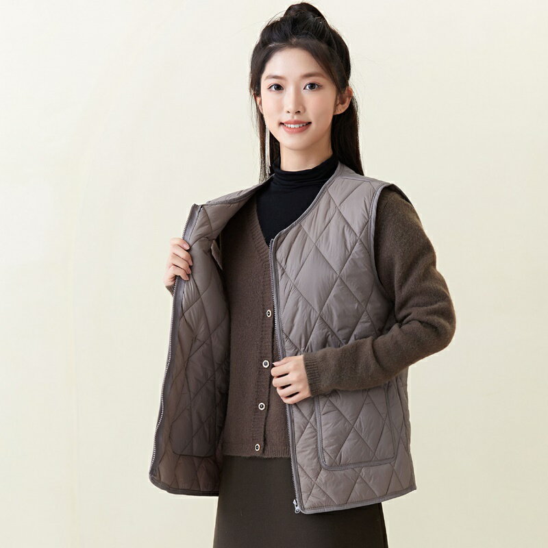 【巴黎精品】現貨+預購 背心外套鋪棉夾克-寬鬆V領雙面馬甲女外套5色a1hp29