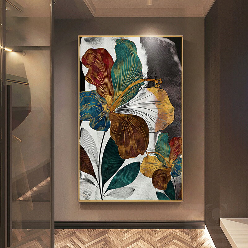十字繡新款扶桑花卉豎版玄關過道走廊歐式5d鉆石畫滿鉆客廳