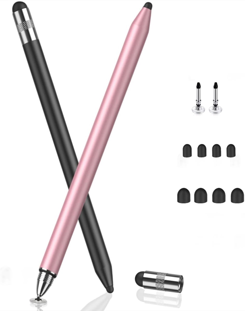 [4美國直購] MEKO 3合1 電容式 觸控筆 黑/玫瑰金 2入 適用於 蘋果 iPad iPhone 三星 平板 繪圖 含10筆頭 (E1A)