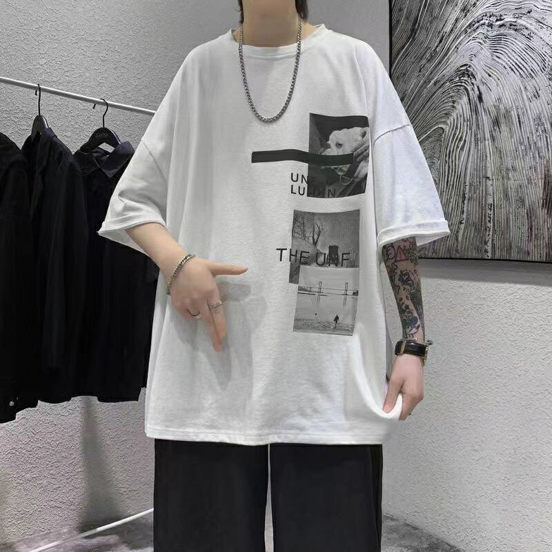短袖 胖子男裝加肥加大碼 夏季百搭大碼t恤 男寬松五分袖【不二雜貨】
