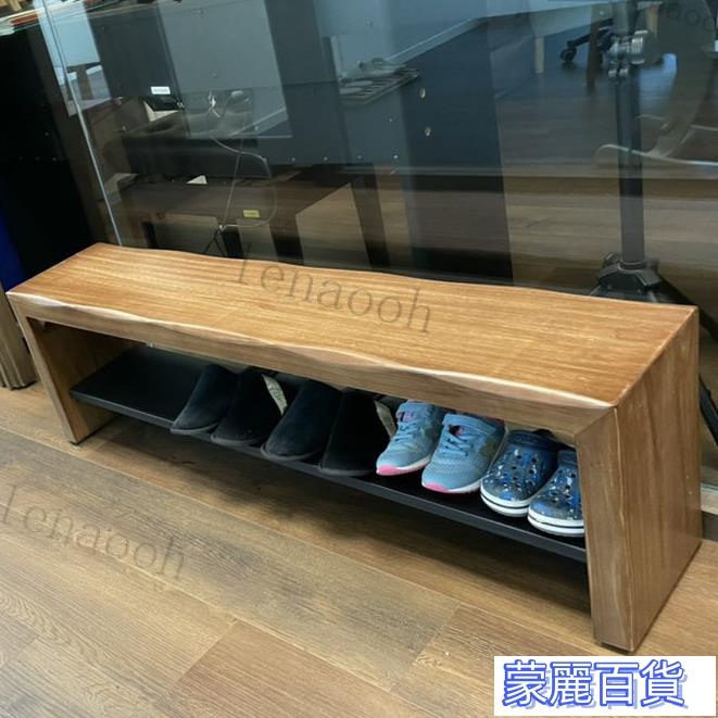 附發票 免運費-工廠特惠-北歐換鞋凳傢用進門雙層實木長凳創意鞋架入戶穿鞋凳可坐鞋櫃簡約 床尾凳 長椅 化妝椅 椅凳 闆凳AA0704
