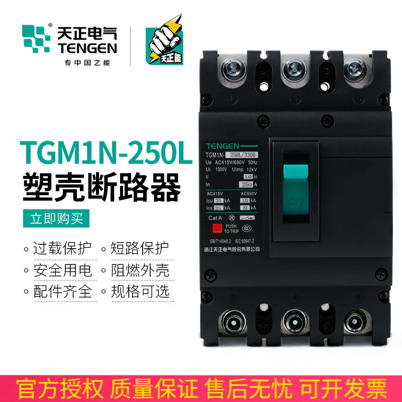 天正TGM1N-250L/3300 250A塑殼斷路器160a200a空氣開關3P三相380V