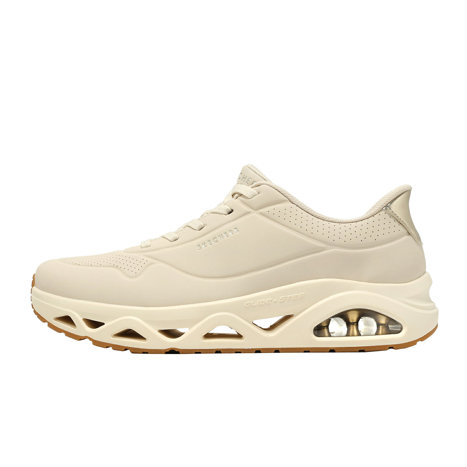 Skechers 休閒鞋 Uno Glide-Step Slip-Ins 女鞋 寬楦 米 氣墊 190113WNAT