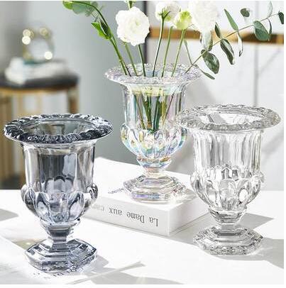 加厚羅馬創意輕奢花瓶玻璃透明水養鮮花玫瑰百合客廳餐桌插花擺件 全館免運