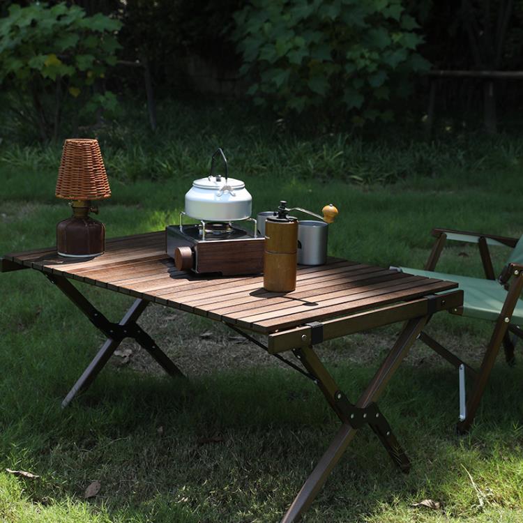 【單桌】 戶外折疊桌椅便攜式蛋卷桌木質野餐用露營裝備收納桌餐桌實木桌子