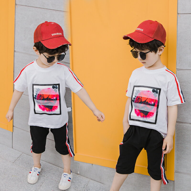 兒童男童夏季套裝新款男孩短袖中小童寶寶春裝韓版帥氣潮童裝 1