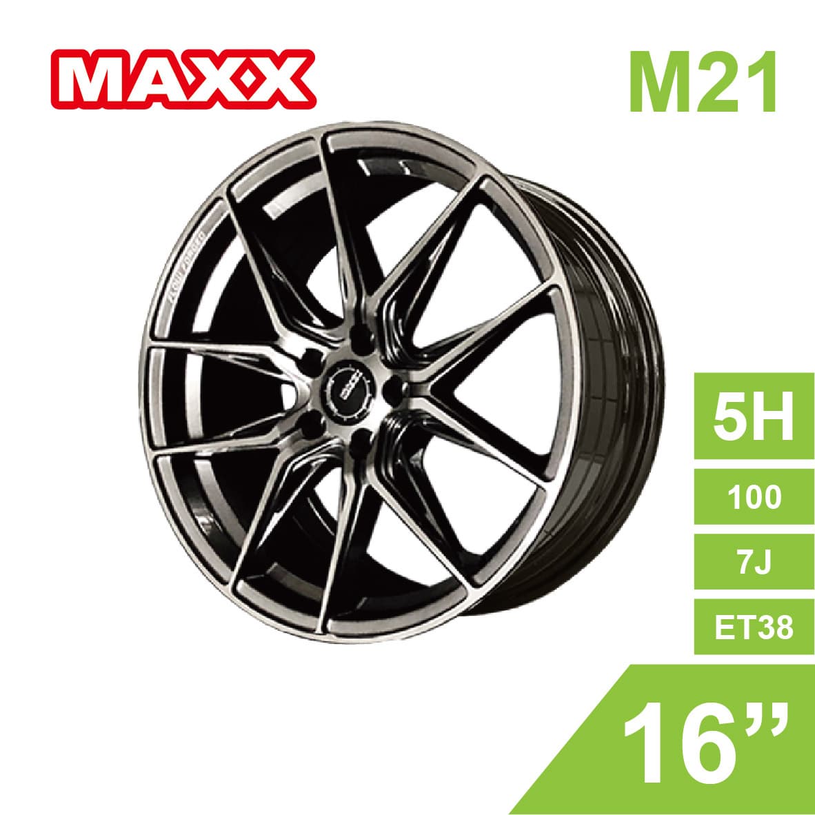 真便宜 [預購]MAXX 旋壓鋁圈輪框 M21 16吋 5孔100/7J/ET38(灰/銀)