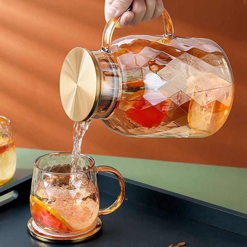 冷水壺玻璃耐高溫家用裝水大容量耐熱涼水杯套裝涼白開水扎壺水瓶