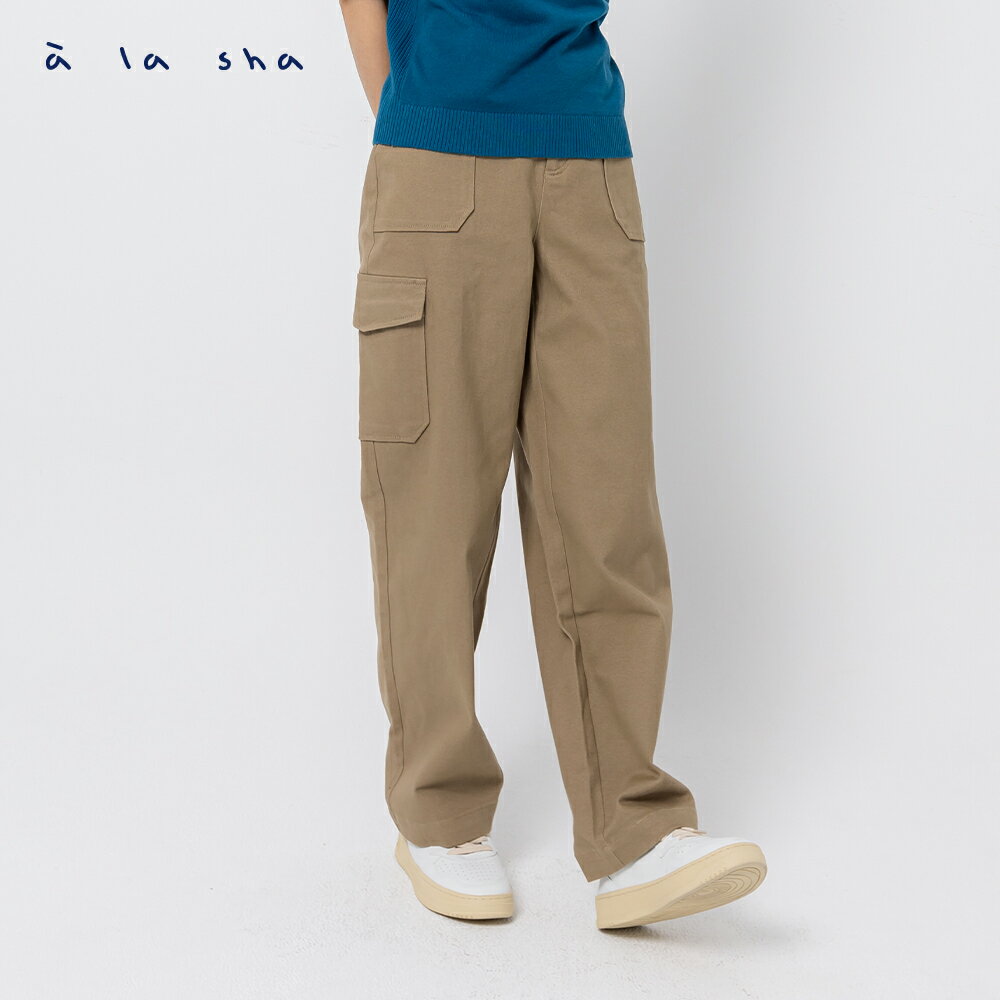 a la sha 平織口袋工作長褲