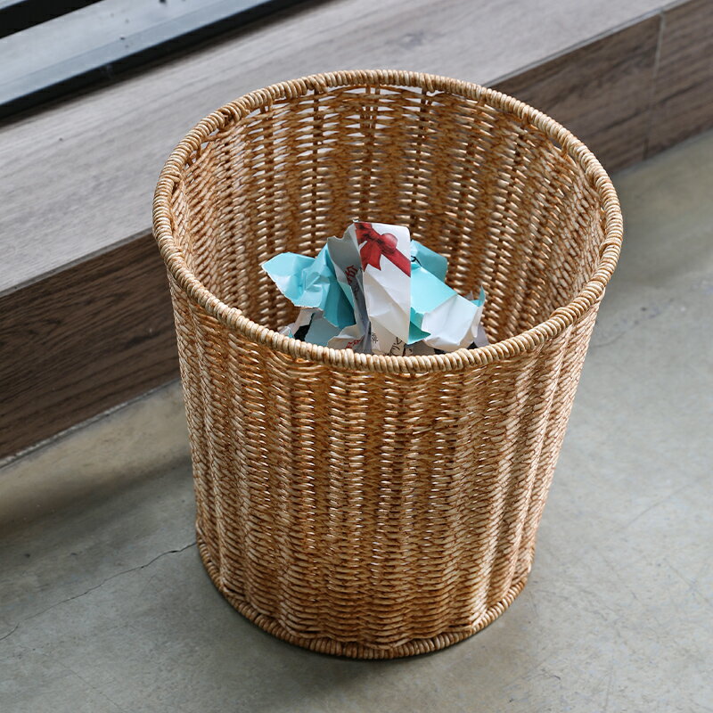北歐客廳家用垃圾桶仿藤編織分類垃圾簍廁所衛生間無蓋垃圾筒