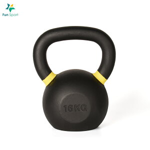 馬克斯-16kg(黃)-經典鑄鐵壺鈴（kettlebell/ weight training/Gym equipment ）FunSport