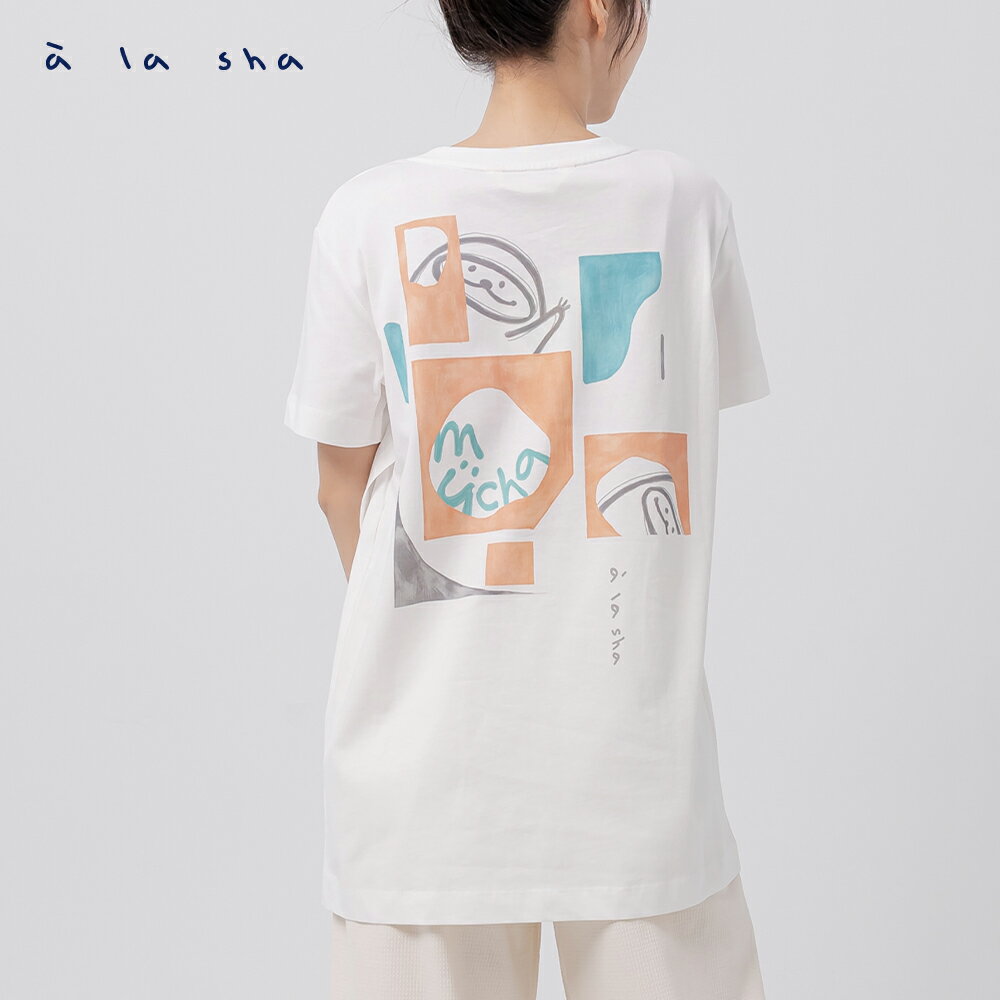 a la sha 色塊抹茶印花T