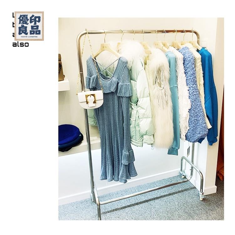 免運 加粗加厚掛衣架 服裝店展示架 落地式貨架 帶輪衣架 不鏽鋼衣服架 女裝店中島貨架 不鏽鋼龍門架特惠/開立發票 全館折扣 y5410