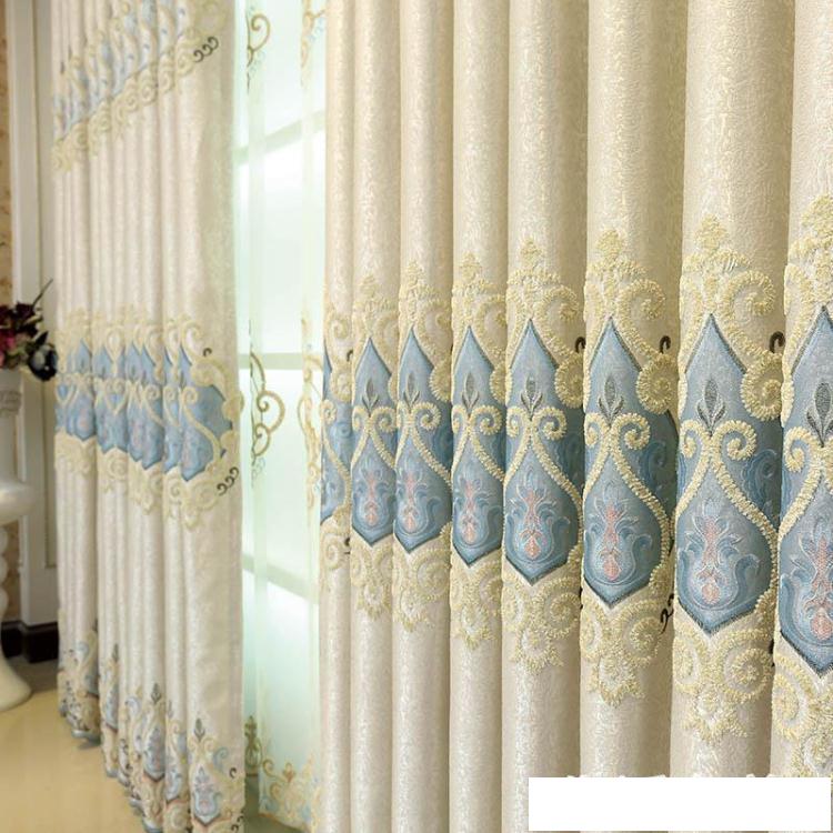 窗簾 定制歐式簡約高檔窗簾遮光客廳臥室成品提花刺繡花布料落地窗紗布 生活主義