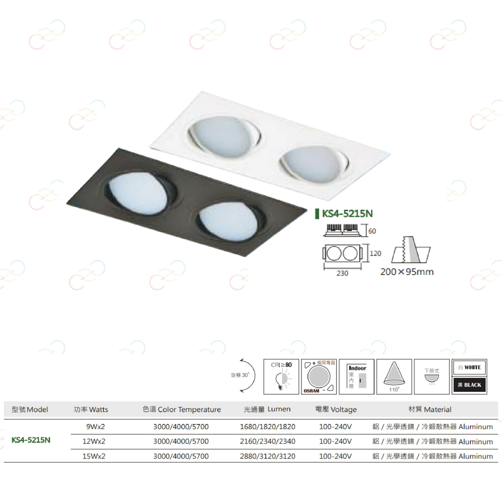 KAOS LED 可調角度 散光型盒燈 雙燈 9W 12W 15W 散光盒燈 2燈 投射燈 (A Light) 2
