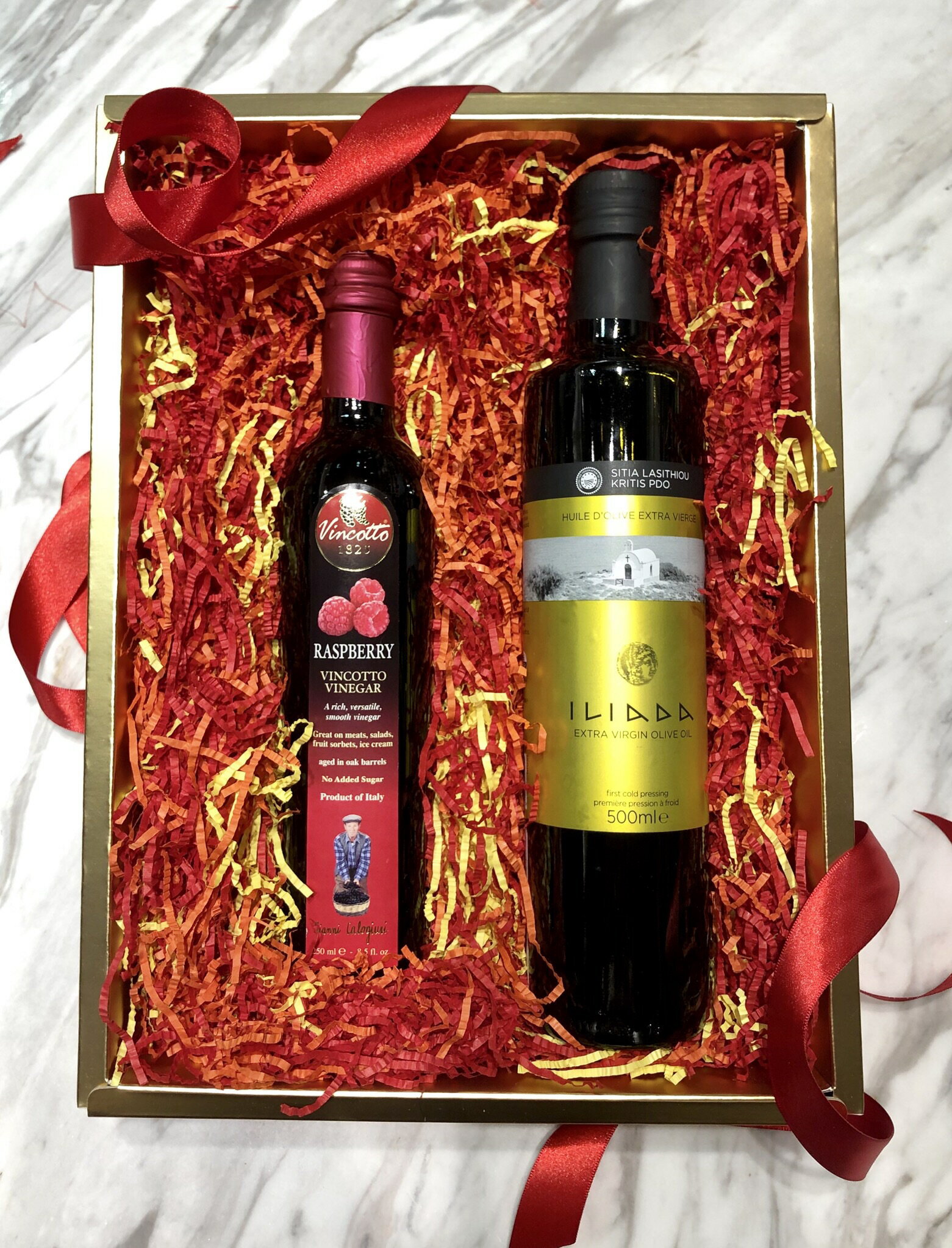 Iliada冷壓初榨橄欖油+義大利覆盆子醋禮盒組 (500ml + 250ml)