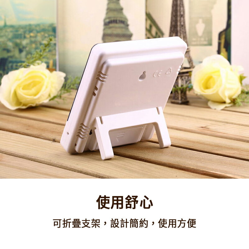 HTC-1溫度計鬧鐘 電子式溫濕度計 可折疊支架 液晶螢幕 LED大屏幕 電子溫度計 濕度計 鬧鐘 電子鐘 溫溼度計 濕 4