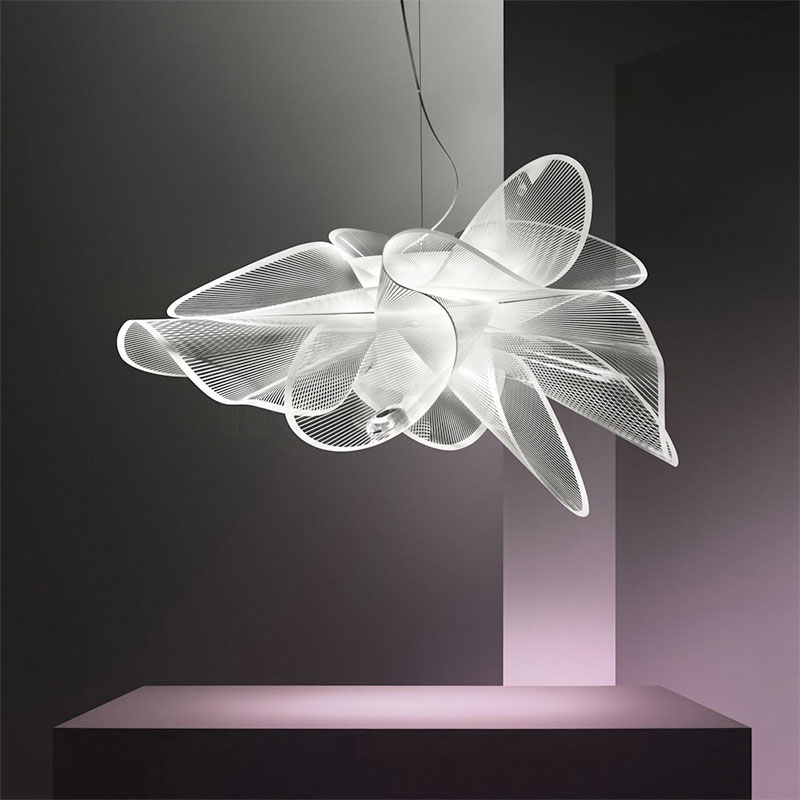 意大利設計師臥室吊燈現代簡約客廳餐廳藝術創意LED網紗云朵燈具