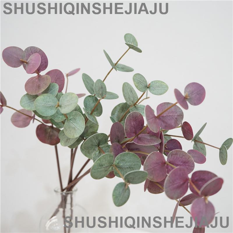 滿280元出貨 仿真花 假花 可開發票 北歐ins高模擬綠植3D網紋葉手感尤加利葉子家居裝飾植物攝影道具