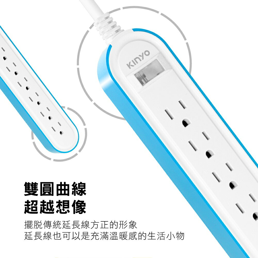 【KINYO】1開6插雙圓延長線(CGCR) 6呎 耐燃材質 防突波 | 台灣製造 4