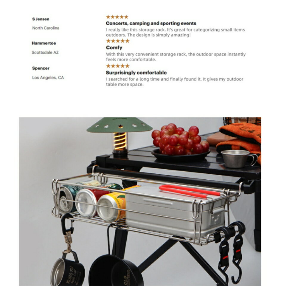 美麗大街【114040813】 戶外IGT鋁板桌拓展掛架折疊桌配件便攜式置物架桌面掛籃延伸掛架 5