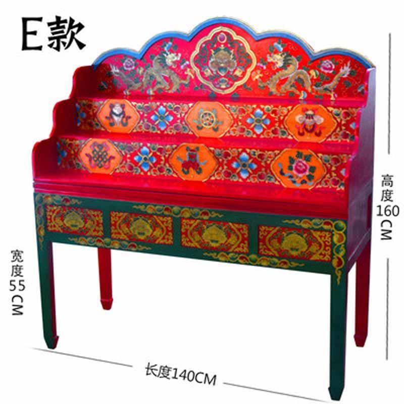 限時下殺 免運 可開立發票 臺灣公司 藏式佛龕佛臺供桌三層供桌供臺中式家用經濟型神堂彩繪實木佛臺