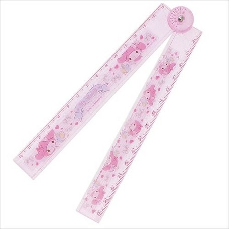 大賀屋 美樂蒂 尺 量角器 學生 MM 三麗鷗 MELODY 30cm 摺疊尺 日貨 正版 授權 J00014644
