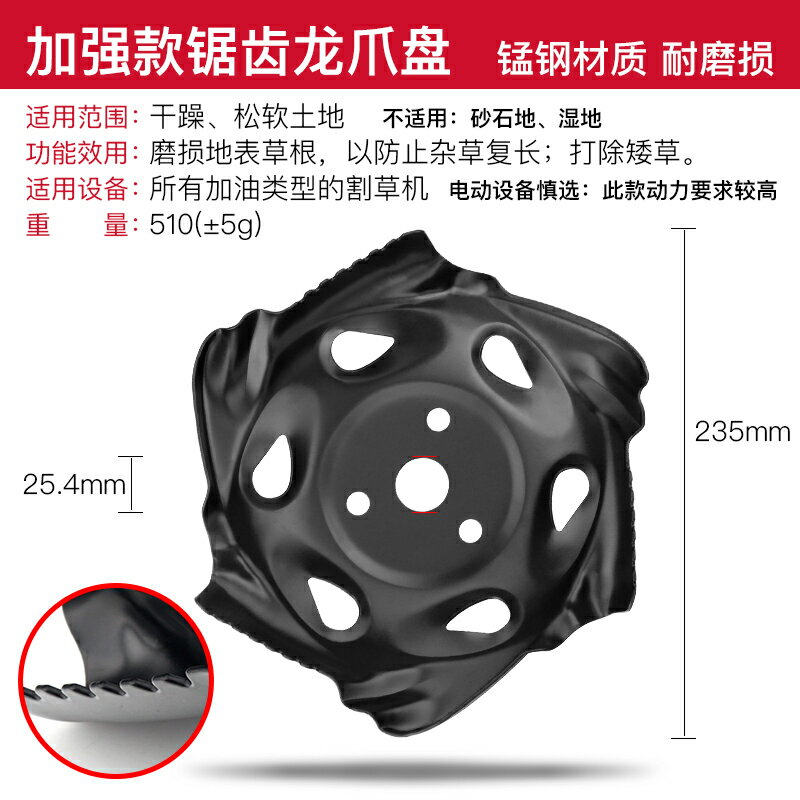 割草機刀片 割草機零件 打割草機配件打草頭龍爪盤除草根神器六葉刀除草頭刀片鋼絲打草輪『cyd5140』