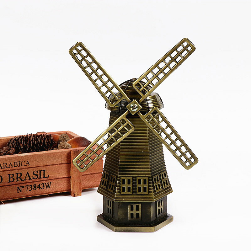 荷蘭風車模型擺件金屬裝飾品工藝禮品旅游紀念品創意復古小禮物