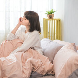 戀家小舖 100%精梳棉 床包被套組 / 雙人特大【撞色系列-可可粉】含兩件枕套 經典素色 台灣製