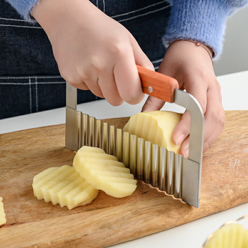 不銹鋼法式波紋刀土豆刀切片波浪刀多功能切花神器家用薯條切條器