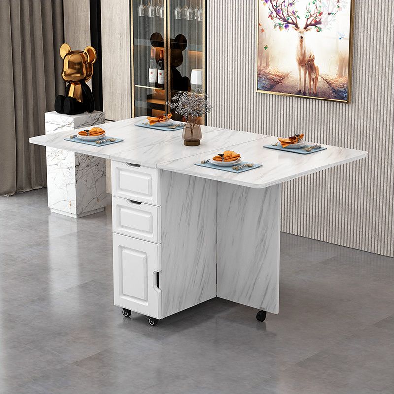 折疊餐桌家用小戶型儲物柜簡約現代多功能長方形可移動吃飯桌子