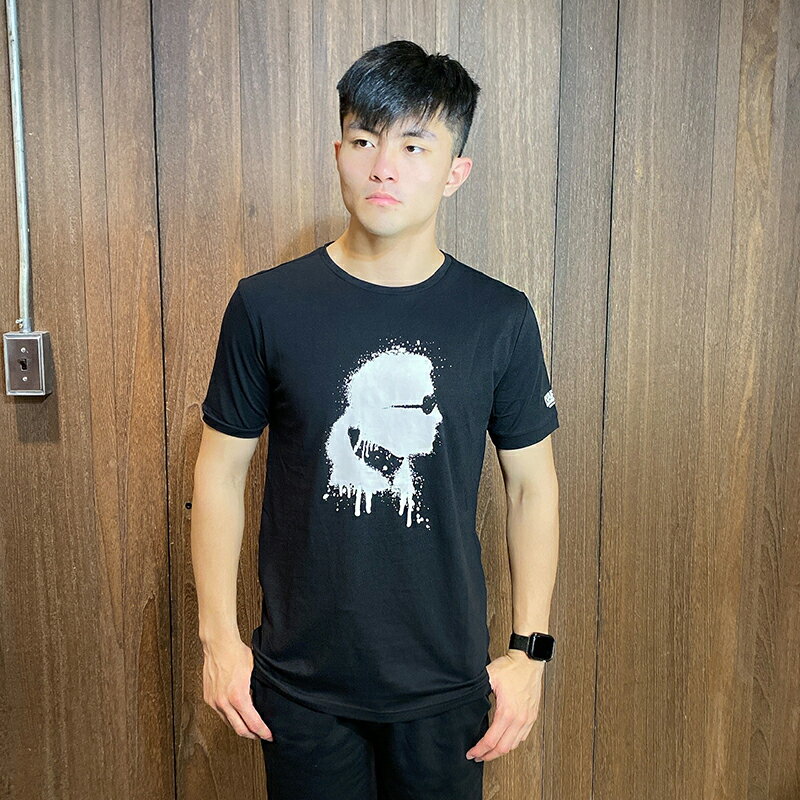 美國百分百【全新真品】Karl Lagerfeld 卡爾老佛爺 短袖T恤 T-shirt 短T 有大尺碼 黑色 AZ25