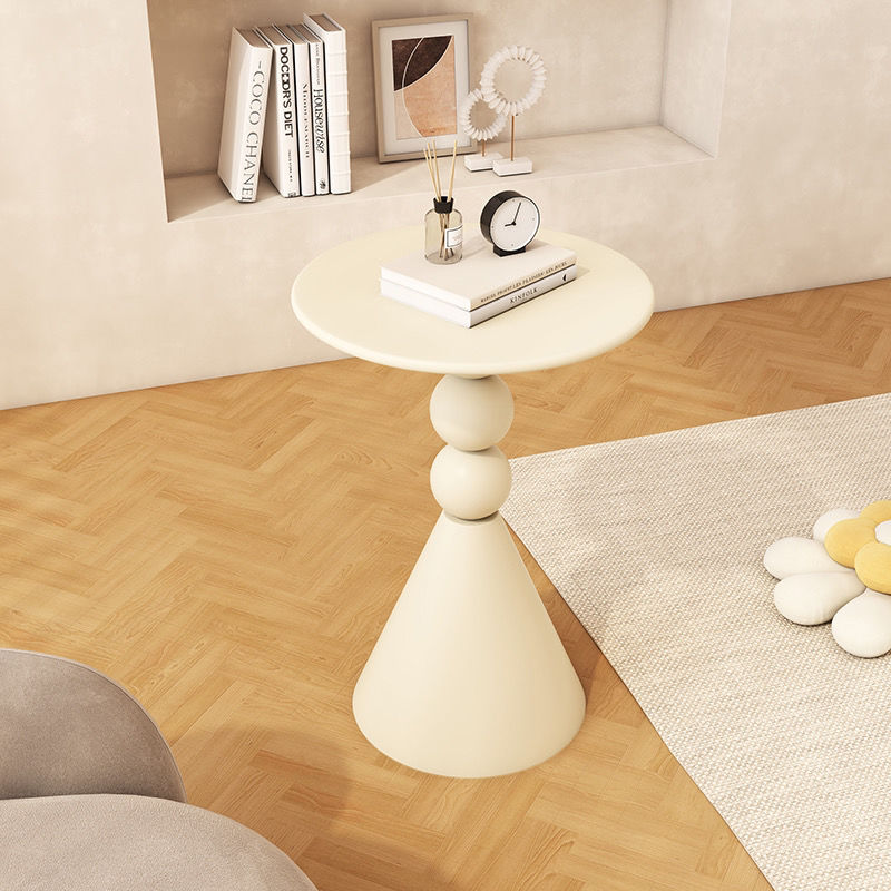 【最低價】【公司貨】北歐鐵藝邊幾小戶型奶油風客廳圓形創意茶幾沙發白色邊桌簡約現代