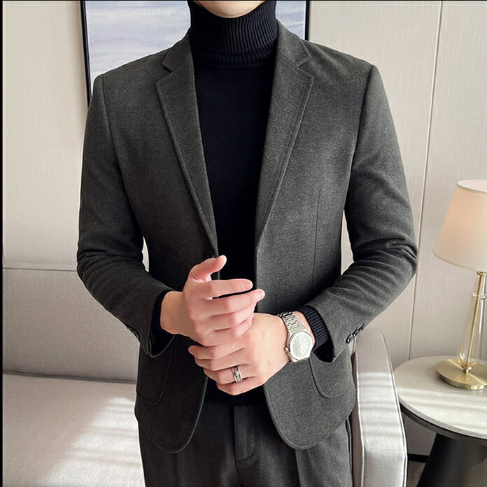 輕熟風氣質毛呢西服套裝男士2024秋冬質感高級感痞帥西服高級帥氣
