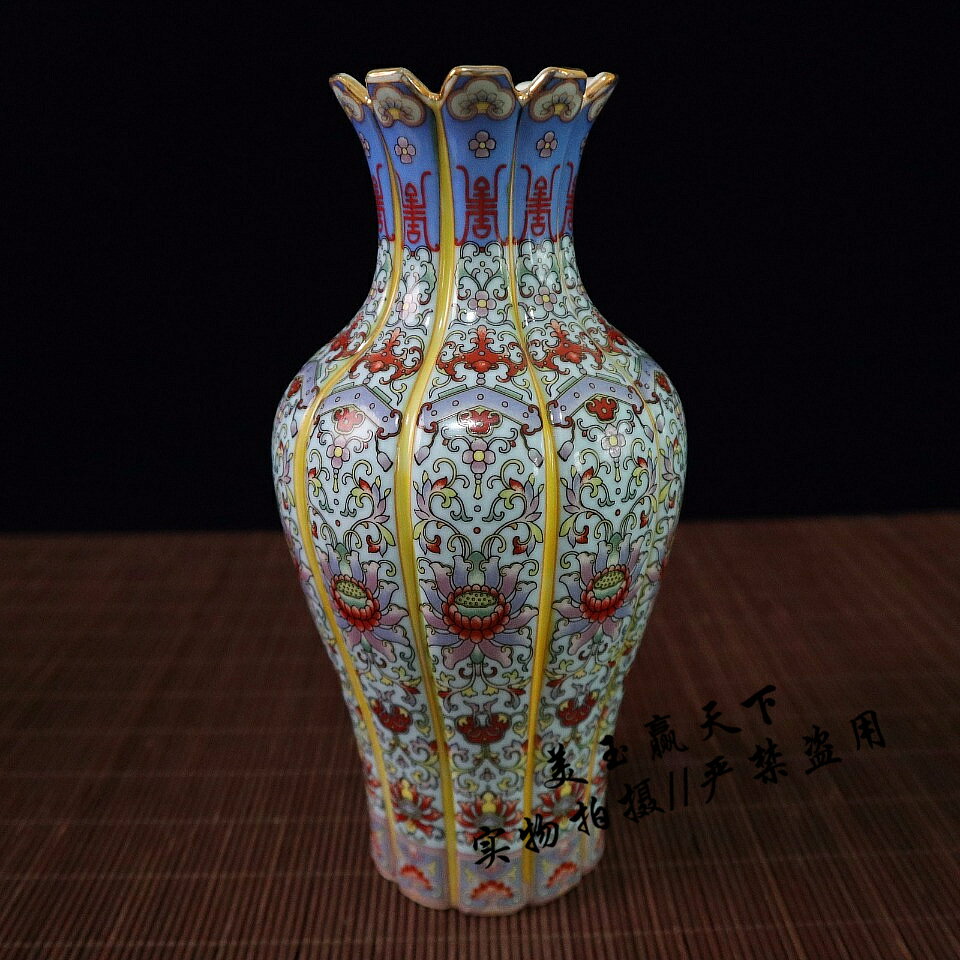 古玩 景德鎮陶瓷器花瓶擺件客廳插花琺瑯彩手繪瓷瓶家居裝飾擺件