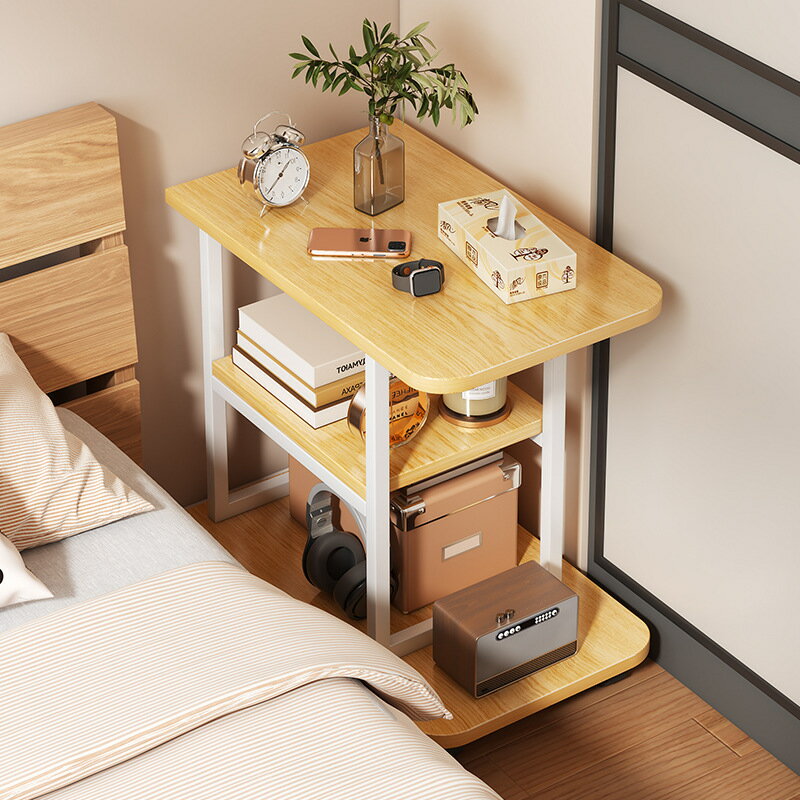 【品質保證】置物櫃 置物架 床頭簡約現代小型帶滾輪可移動臥室床邊窄縫儲物子邊幾置物架