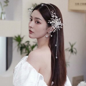 金鑚新娘頭飾韓式仙美手工鑲鑚婚紗飾品森系唯美白紗禮服新款 全館免運