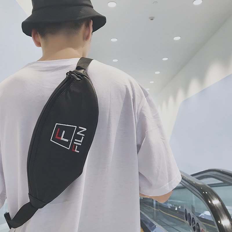 FINDSENSE品牌 韓國 潮流新款 百搭時尚 皮質胸包 腰包 錢包 側背包 斜跨小包包 旅行包