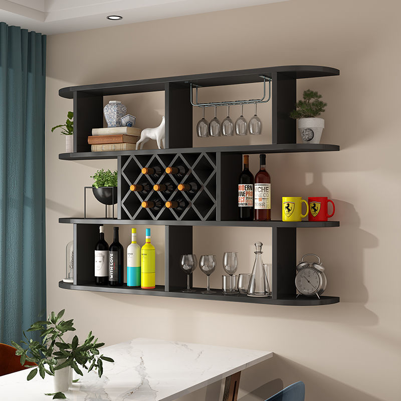 懸掛式置物紅酒架 【最低價 公司貨】簡約酒櫃酒架餐廳飯店墻上壁掛式酒格子可定制◆生活百貨挖寶節 7